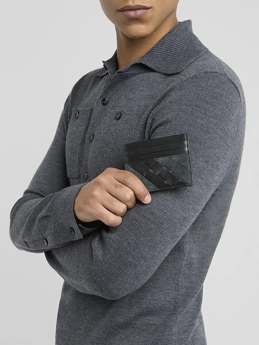 Bottega Veneta Men's Intrecciato Suede & Leather Card Case | Thumbnail 2 Bottega Veneta Men's Intrecciato Suede & Leather Card Case | Thumbnail 2
