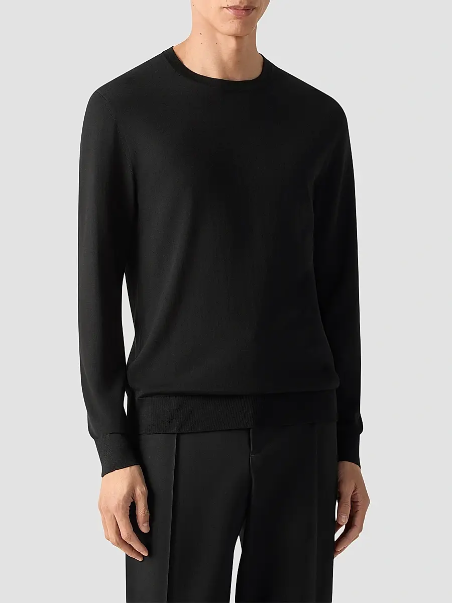 Zegna Men's Trofeo 15milmil15 Wool Crewneck Sweater | Thumbnail 2 Zegna Men's Trofeo 15milmil15 Wool Crewneck Sweater | Thumbnail 2