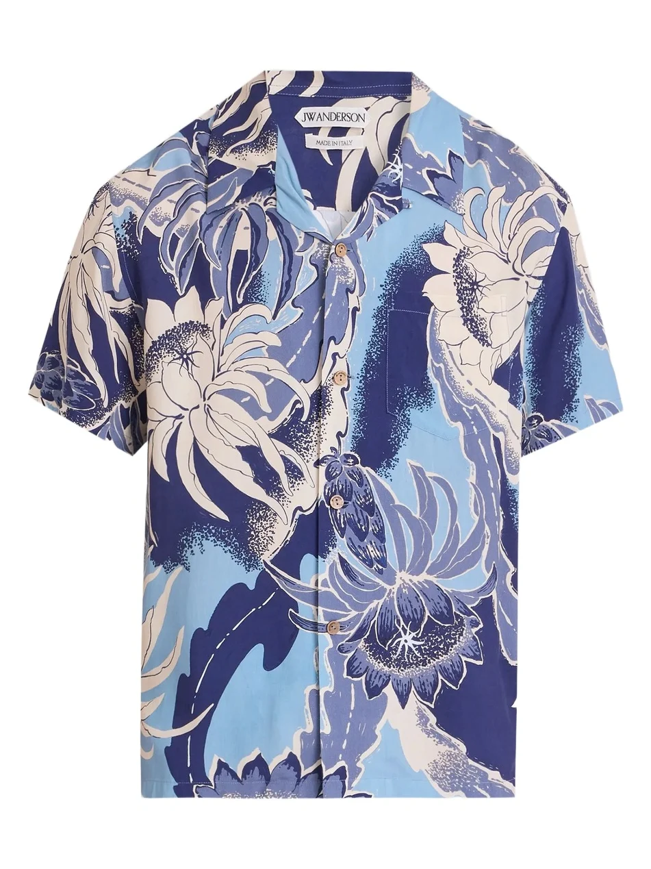 JW Anderson Men's Floral Camp Collar Shirt