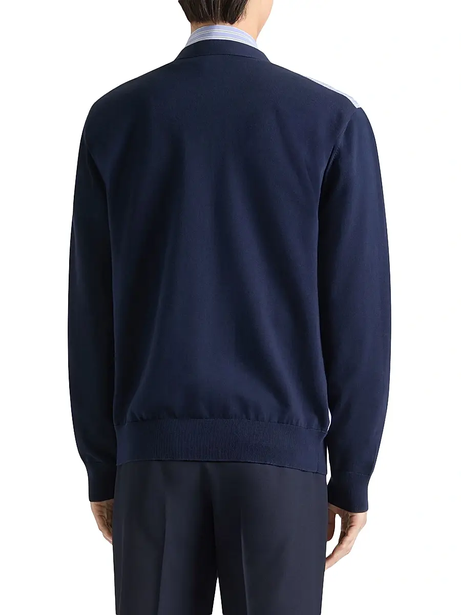 Givenchy Men's Striped Cardigan in Cotton with Gros Grain Detail | Thumbnail 4