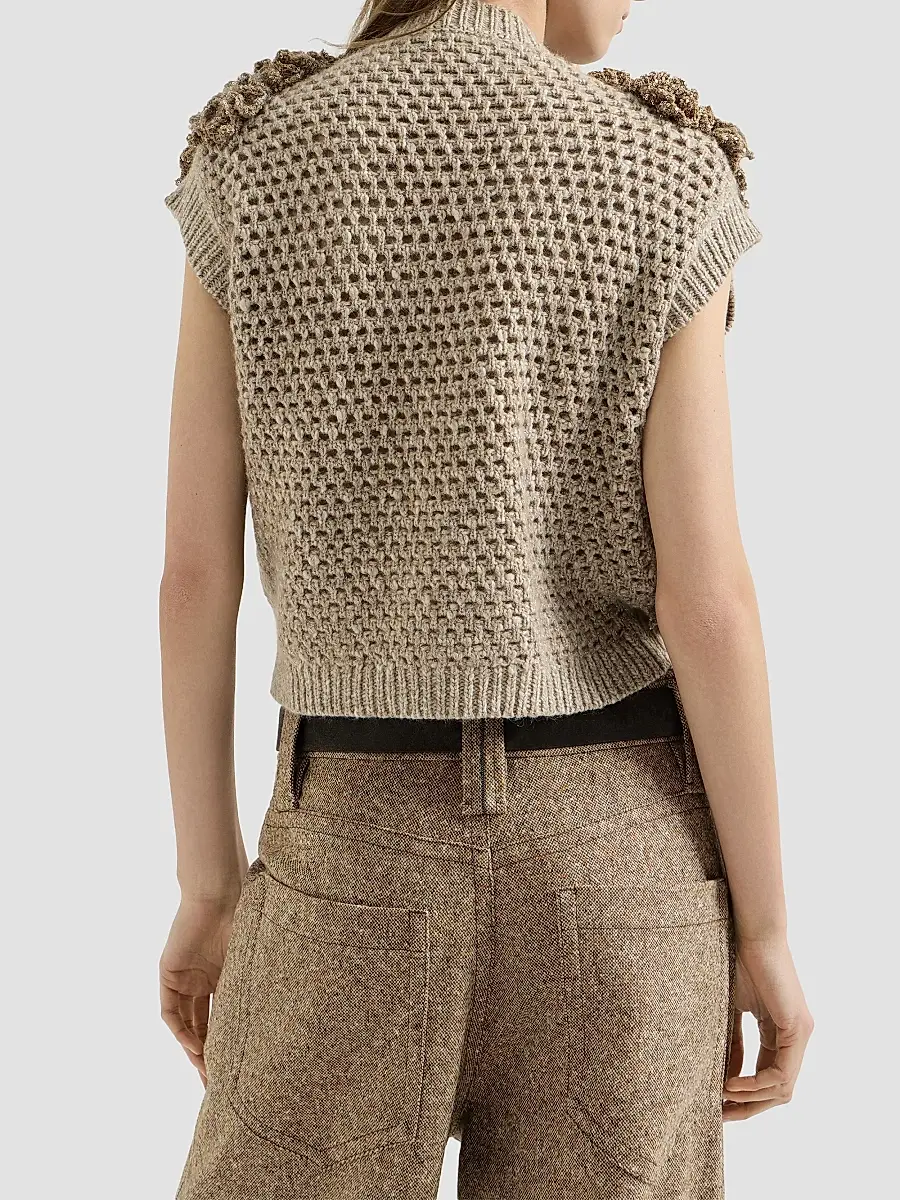 Brunello Cucinelli Women's Handmade Dazzling Blossom Opera Knit Vest | Thumbnail 3 Brunello Cucinelli Women's Handmade Dazzling Blossom Opera Knit Vest | Thumbnail 3