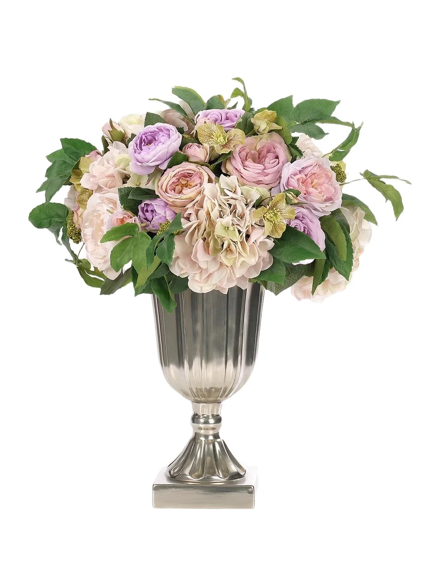 NDI Hydrangeas & Roses Faux-Floral Arrangement in Pottery Urn - Purple