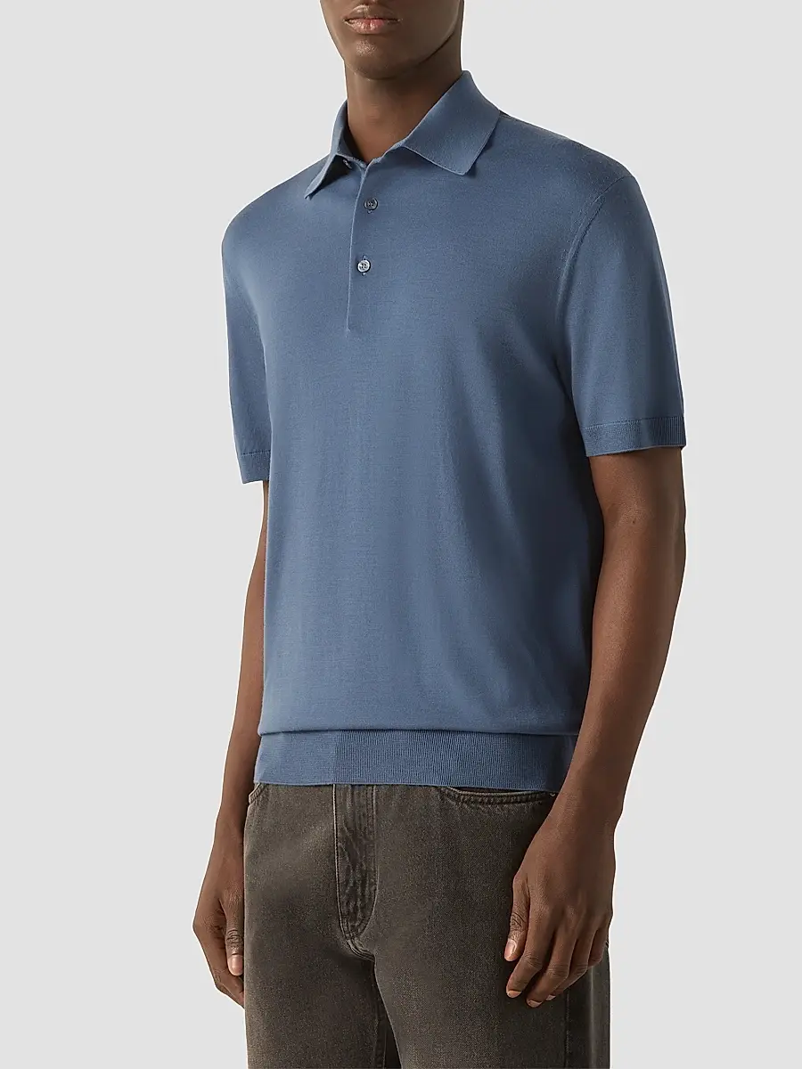 Zegna Men's Trofeo 15milmil15 Wool Polo Shirt | Thumbnail 2 Zegna Men's Trofeo 15milmil15 Wool Polo Shirt | Thumbnail 2