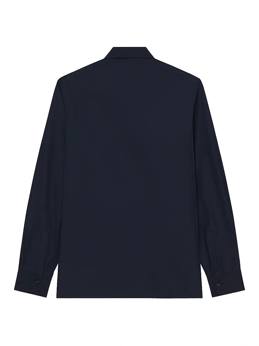 Givenchy Men's Shirt in Poplin with Cut-Thread - Night Blue | Thumbnail 2