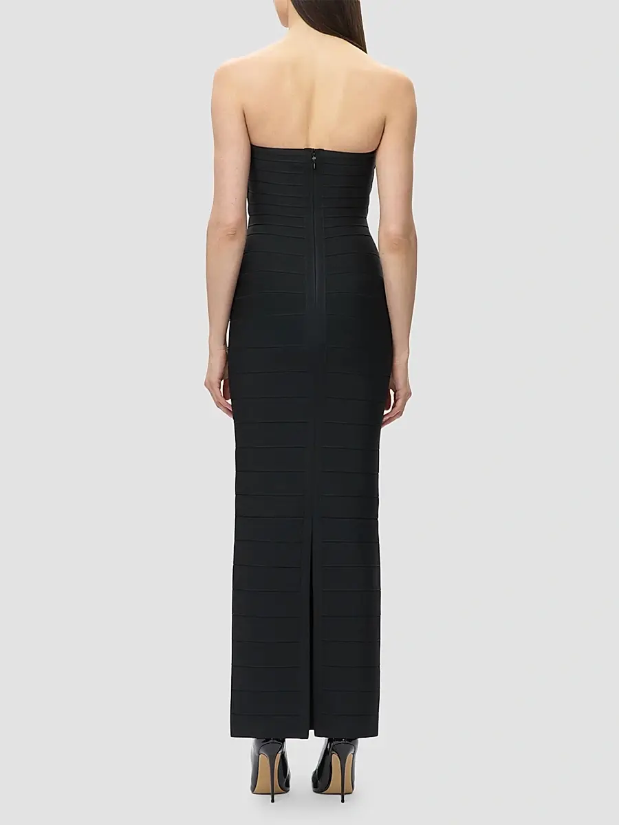 Hervé Léger Women's The Metallic Kayla Bandage Strapless Gown | Thumbnail 3 Hervé Léger Women's The Metallic Kayla Bandage Strapless Gown | Thumbnail 3