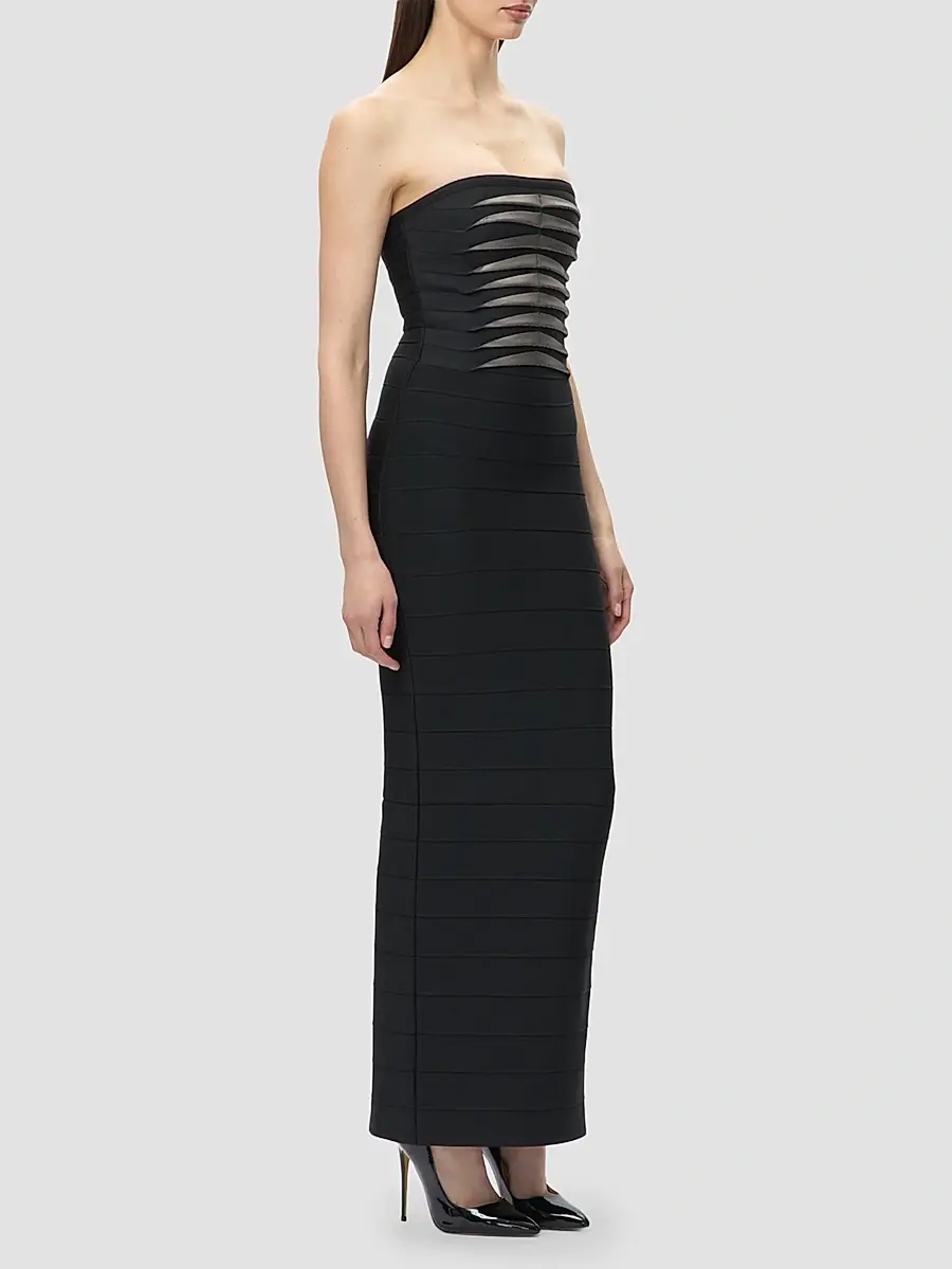 Hervé Léger Women's The Metallic Kayla Bandage Strapless Gown | Thumbnail 6 Hervé Léger Women's The Metallic Kayla Bandage Strapless Gown | Thumbnail 6