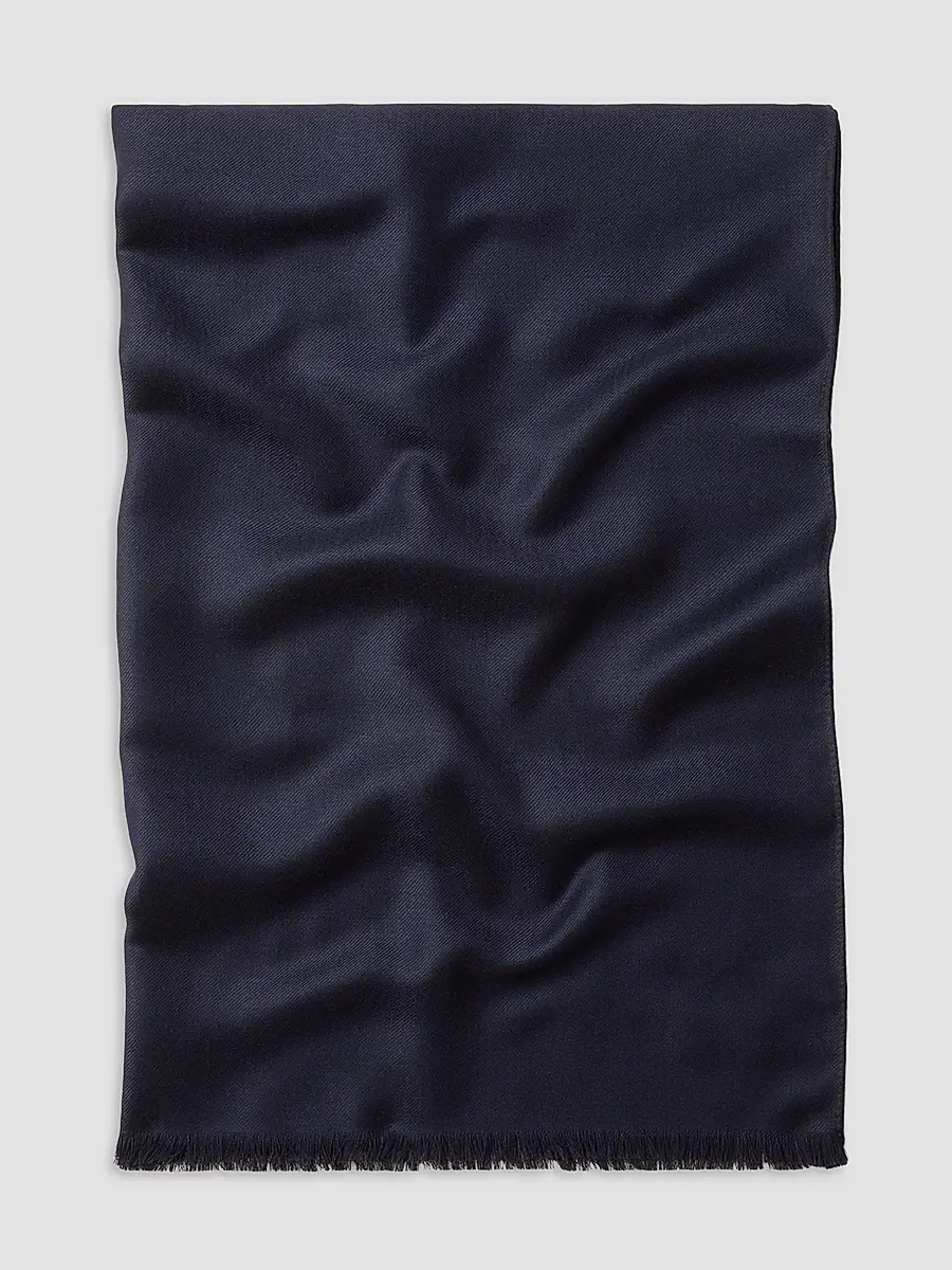 Zegna Men's Wool and Cashmere Scarf - Navy Blue | Thumbnail 2 Zegna Men's Wool and Cashmere Scarf - Navy Blue | Thumbnail 2