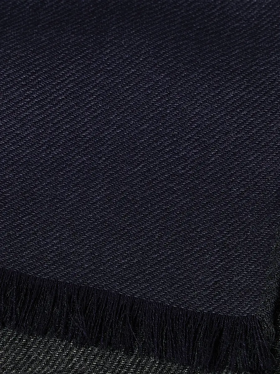 Zegna Men's Wool and Cashmere Scarf - Navy Blue | Thumbnail 3 Zegna Men's Wool and Cashmere Scarf - Navy Blue | Thumbnail 3