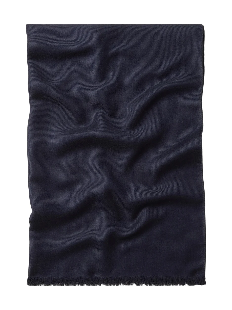Men's Wool and Cashmere Scarf - Navy Blue