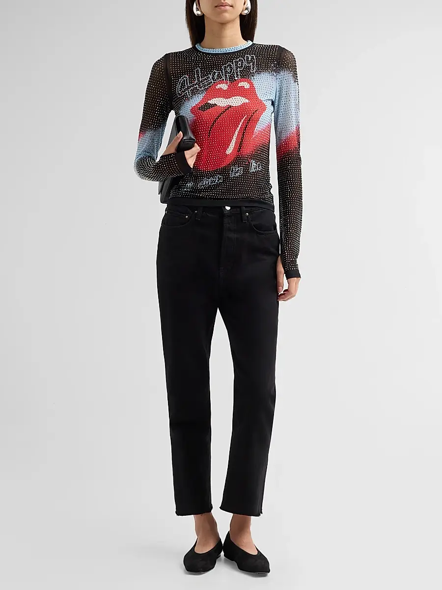 Alice + Olivia Women's Delaina Embellished Lips Top | Thumbnail 2 Alice + Olivia Women's Delaina Embellished Lips Top | Thumbnail 2