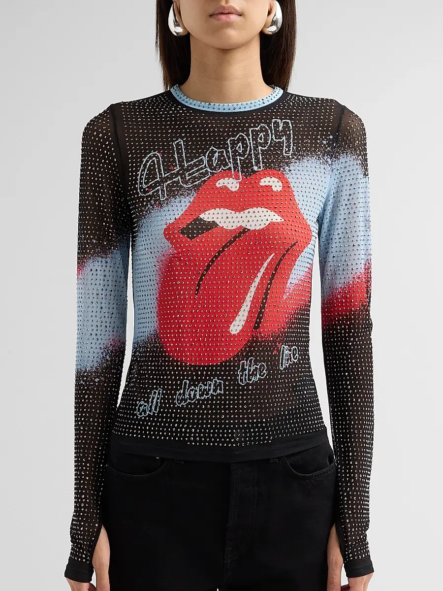 Alice + Olivia Women's Delaina Embellished Lips Top | Thumbnail 5 Alice + Olivia Women's Delaina Embellished Lips Top | Thumbnail 5