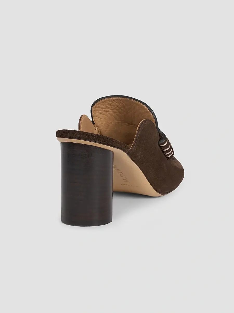 JW Anderson Women's 75MM Suede Penny Loafer-Style Mules | Thumbnail 3 JW Anderson Women's 75MM Suede Penny Loafer-Style Mules | Thumbnail 3