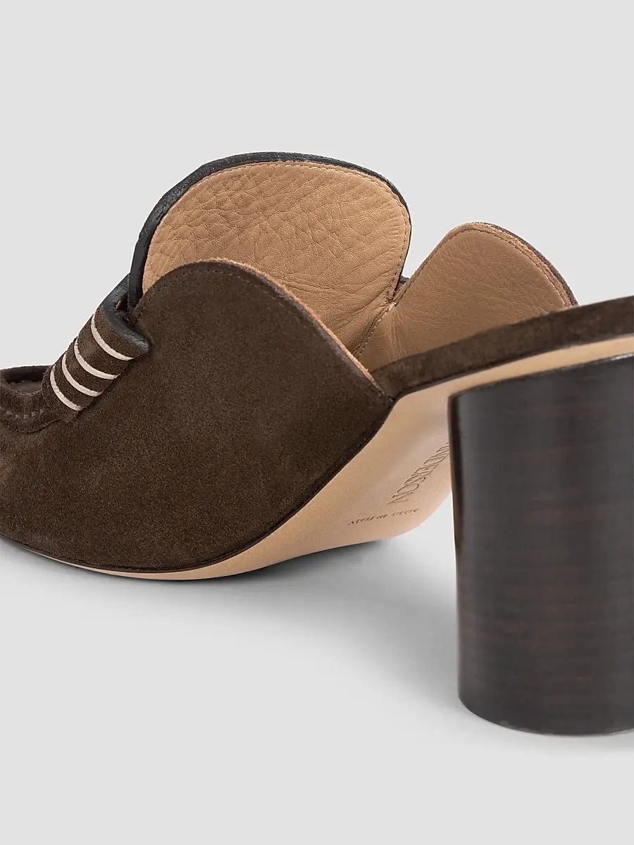 JW Anderson Women's 75MM Suede Penny Loafer-Style Mules | Thumbnail 4 JW Anderson Women's 75MM Suede Penny Loafer-Style Mules | Thumbnail 4