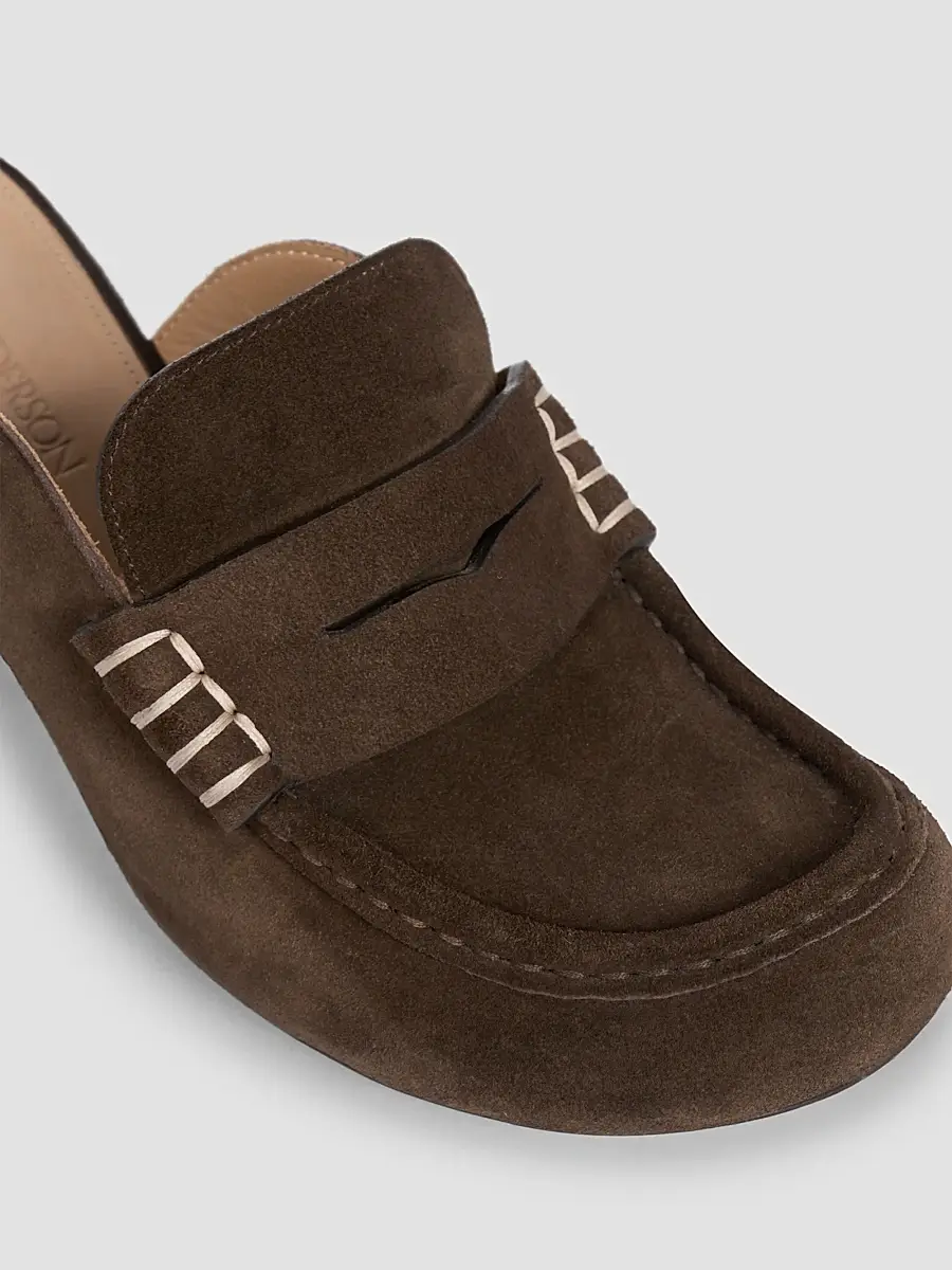 JW Anderson Women's 75MM Suede Penny Loafer-Style Mules | Thumbnail 5 JW Anderson Women's 75MM Suede Penny Loafer-Style Mules | Thumbnail 5