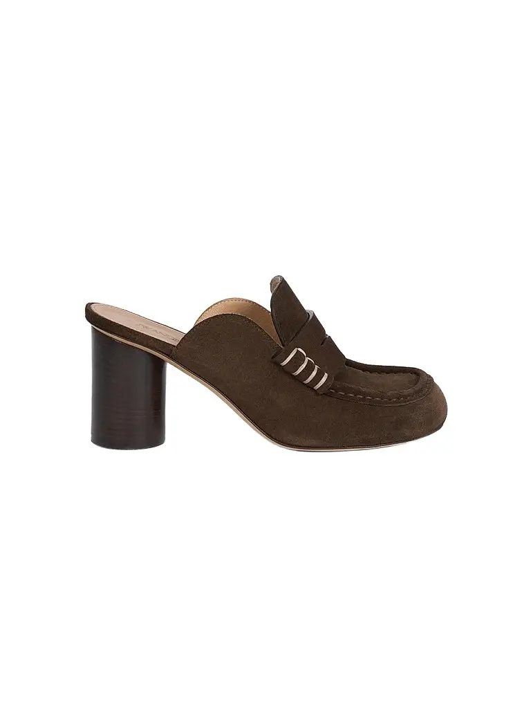 Women's 75MM Suede Penny Loafer-Style Mules
