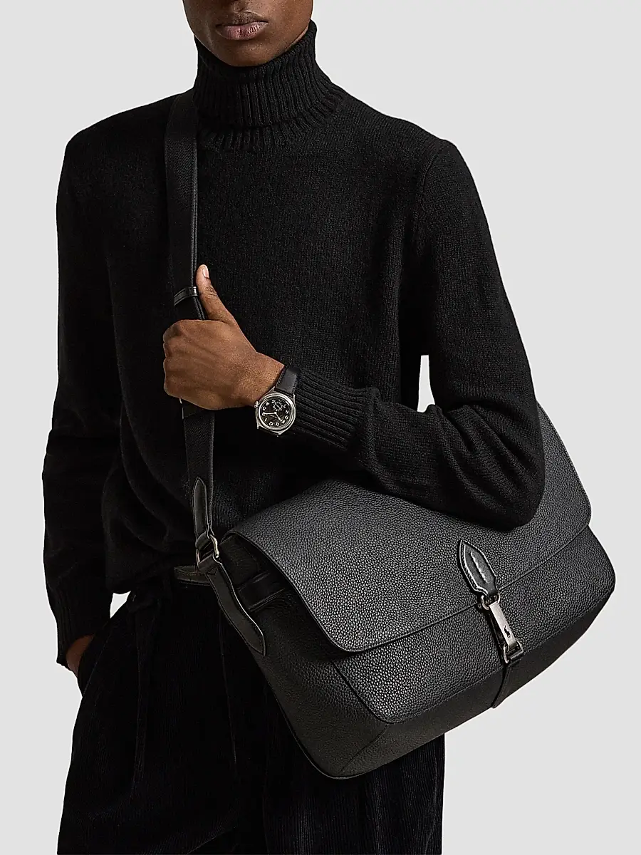 Polo Ralph Lauren Men's Polo ID Pebbled Leather Messenger Bag | Thumbnail 2 Polo Ralph Lauren Men's Polo ID Pebbled Leather Messenger Bag | Thumbnail 2