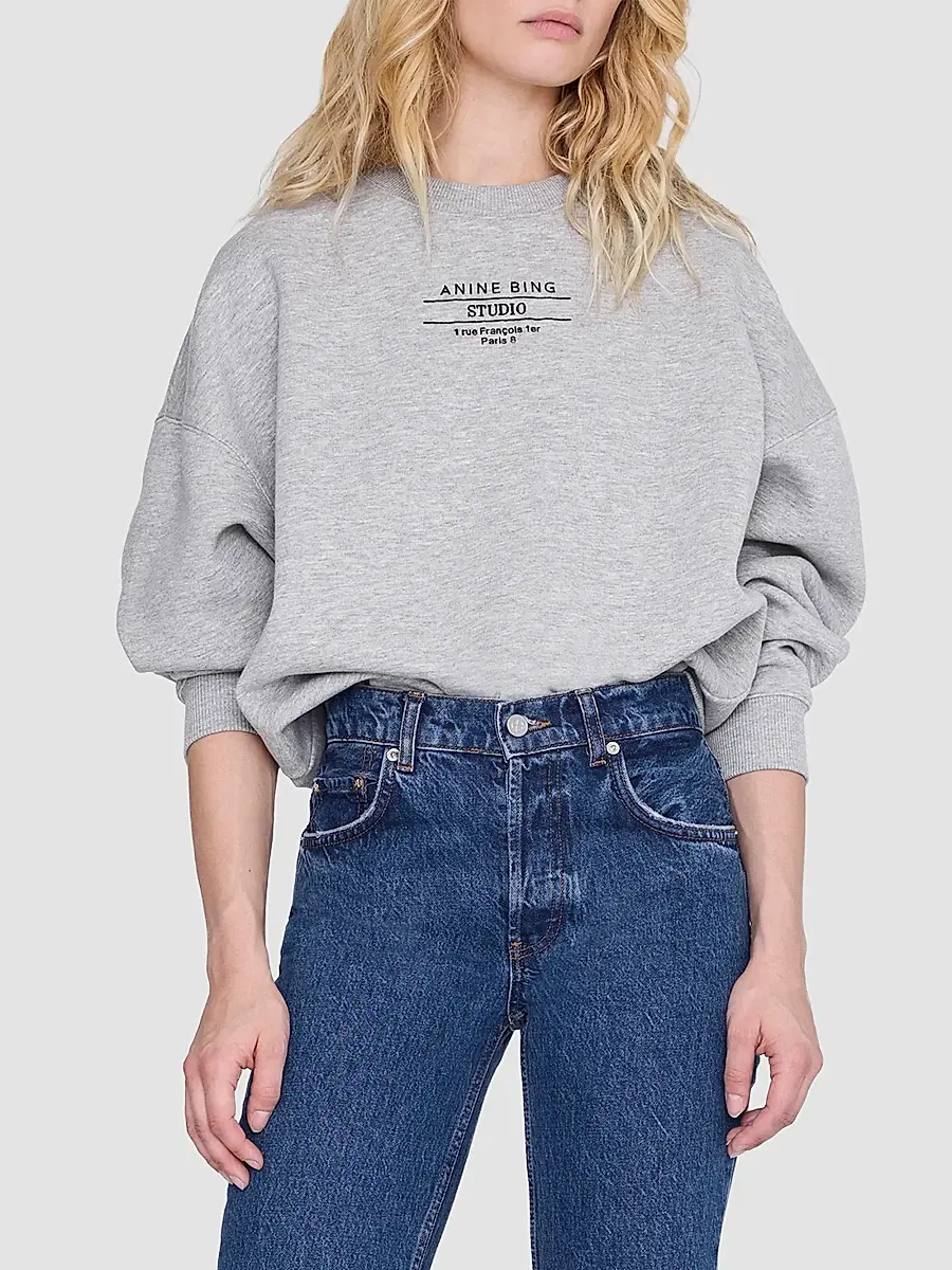 Anine Bing Women's Miles Studio Cotton-Blend Sweatshirt | Thumbnail 4 Anine Bing Women's Miles Studio Cotton-Blend Sweatshirt | Thumbnail 4