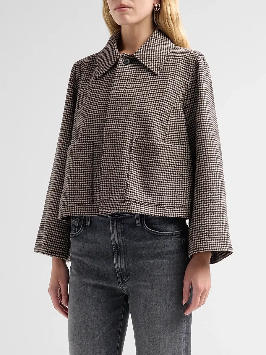 Frame Women's Mini Wing Houndstooth Wool Cropped Jacket | Thumbnail 4 Frame Women's Mini Wing Houndstooth Wool Cropped Jacket | Thumbnail 4