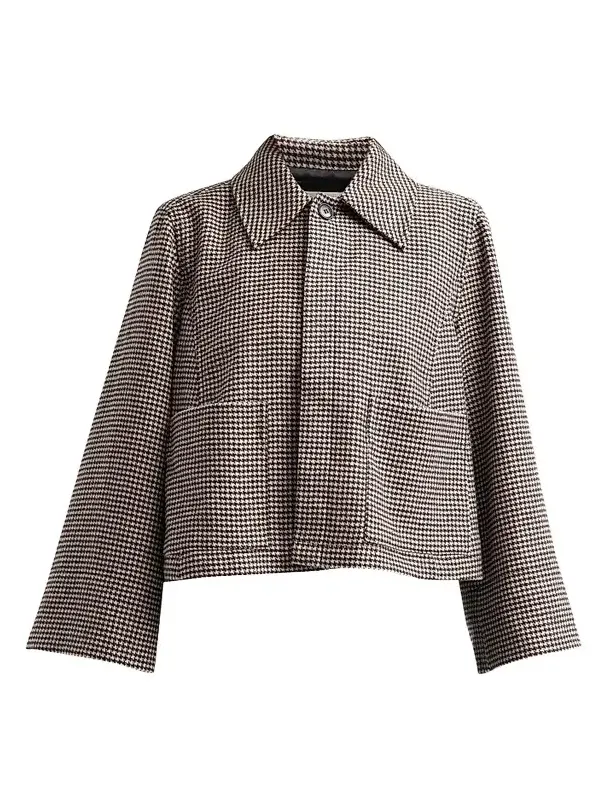 Frame Women's Mini Wing Houndstooth Wool Cropped Jacket
