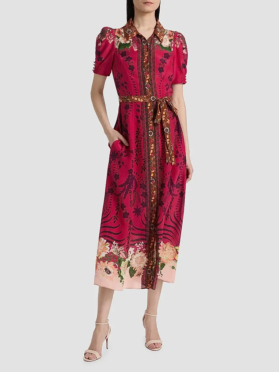 Saloni Women's Vanessa Belted Midi Shirtdress | Thumbnail 3 Saloni Women's Vanessa Belted Midi Shirtdress | Thumbnail 3