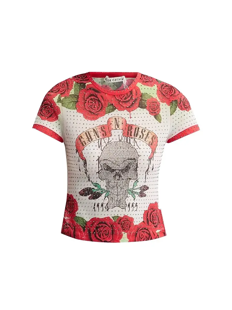 Alice + Olivia Women's Tess Embellished Rock T-Shirt