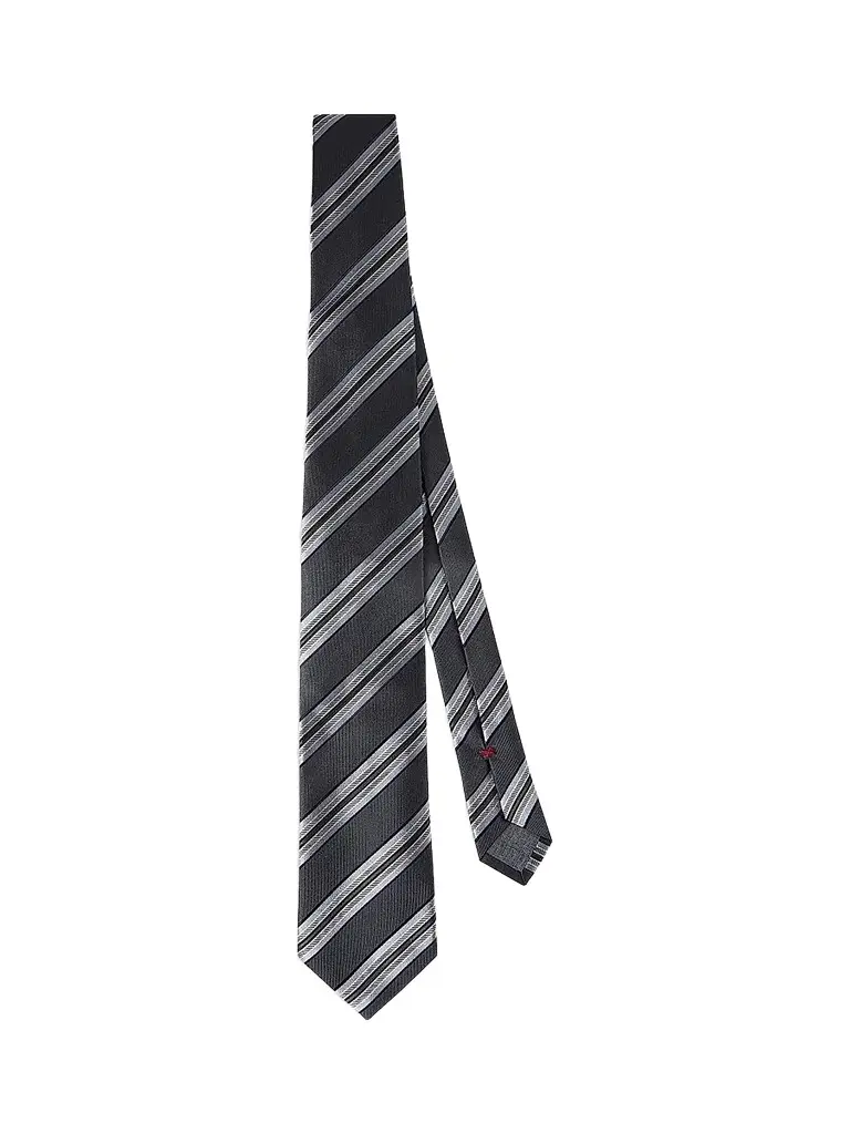 Brunello Cucinelli Men's Textured Striped Silk Tie