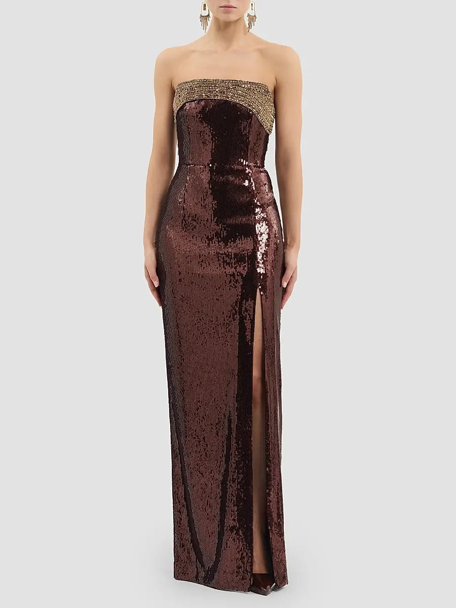Rebecca Vallance Women's Glimmer Embellished Sequin Strapless Column Gown | Thumbnail 2 Rebecca Vallance Women's Glimmer Embellished Sequin Strapless Column Gown | Thumbnail 2
