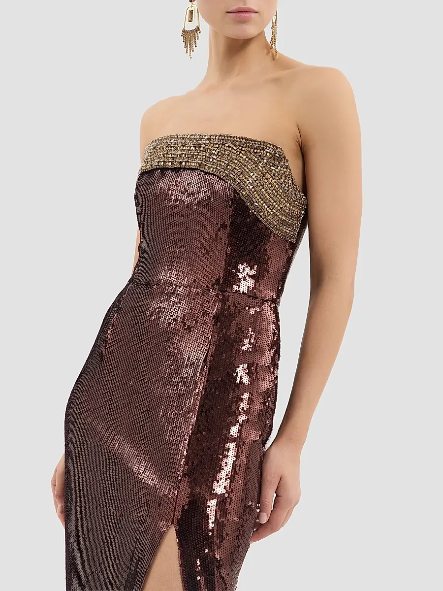 Rebecca Vallance Women's Glimmer Embellished Sequin Strapless Column Gown | Thumbnail 5 Rebecca Vallance Women's Glimmer Embellished Sequin Strapless Column Gown | Thumbnail 5