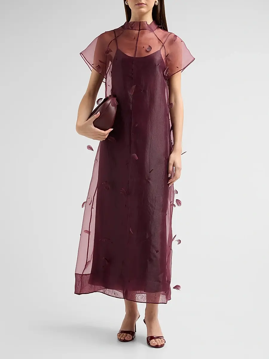 Simkhai Women's Pauline Embellished Semi-Sheer A-Line Midi Dress | Thumbnail 2 Simkhai Women's Pauline Embellished Semi-Sheer A-Line Midi Dress | Thumbnail 2