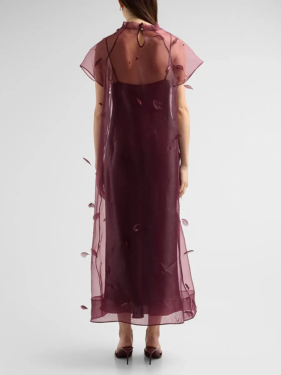 Simkhai Women's Pauline Embellished Semi-Sheer A-Line Midi Dress | Thumbnail 3 Simkhai Women's Pauline Embellished Semi-Sheer A-Line Midi Dress | Thumbnail 3