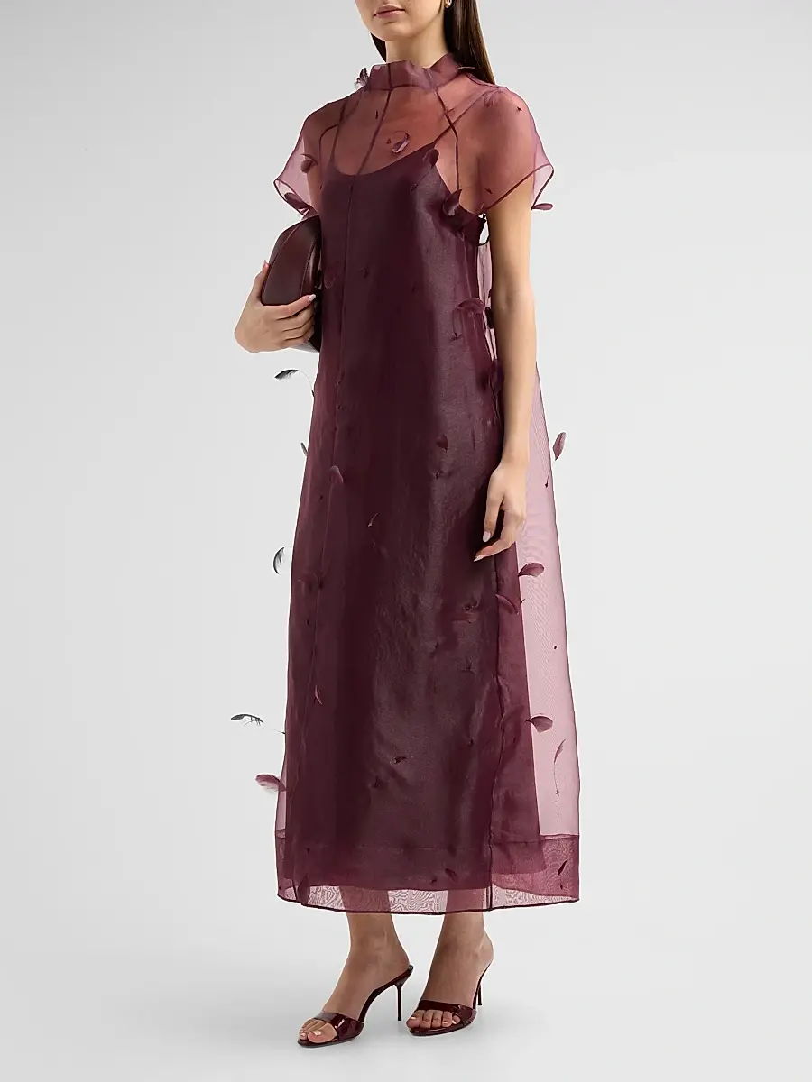 Simkhai Women's Pauline Embellished Semi-Sheer A-Line Midi Dress | Thumbnail 4 Simkhai Women's Pauline Embellished Semi-Sheer A-Line Midi Dress | Thumbnail 4