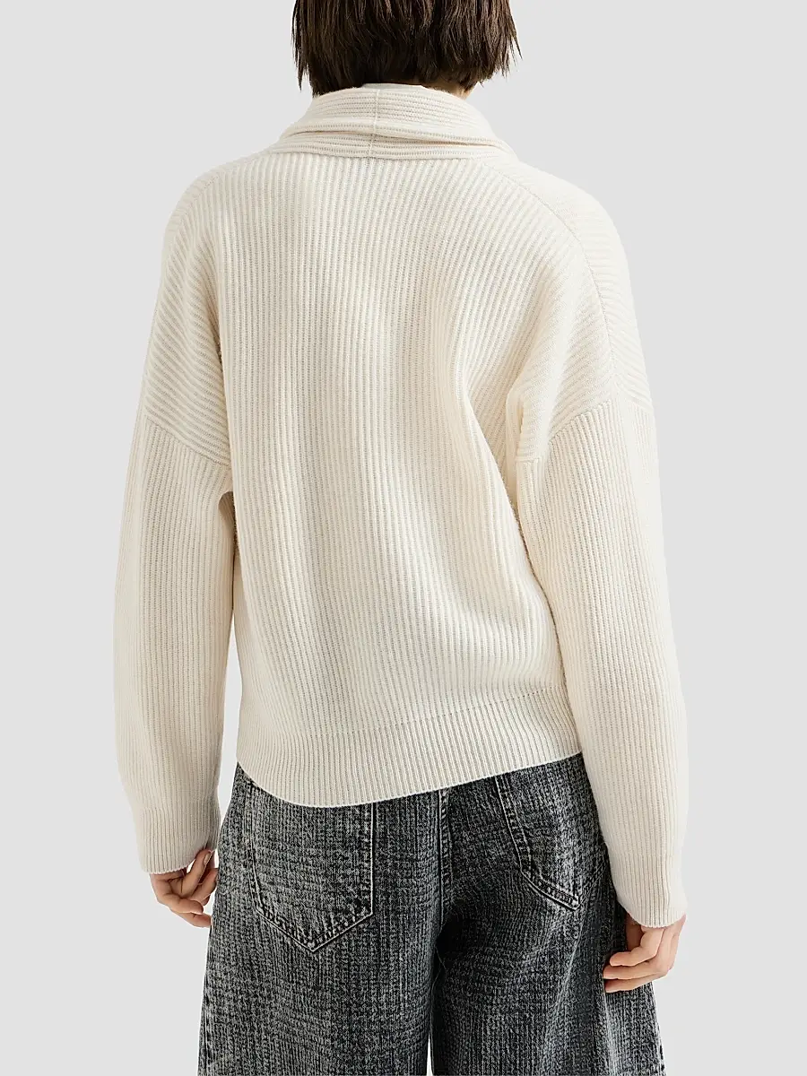 Brunello Cucinelli Women's Cashmere English Rib Cardigan | Thumbnail 4 Brunello Cucinelli Women's Cashmere English Rib Cardigan | Thumbnail 4