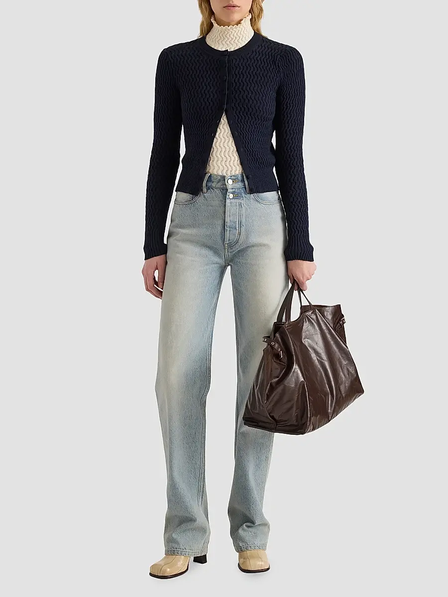 Proenza Schouler White Label Women's Marci Cable-Knit Crewneck Cardigan | Thumbnail 2