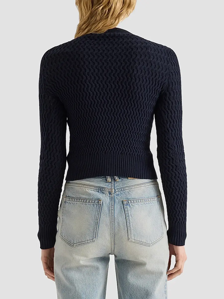 Proenza Schouler White Label Women's Marci Cable-Knit Crewneck Cardigan | Thumbnail 3