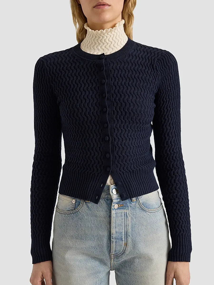 Proenza Schouler White Label Women's Marci Cable-Knit Crewneck Cardigan | Thumbnail 4
