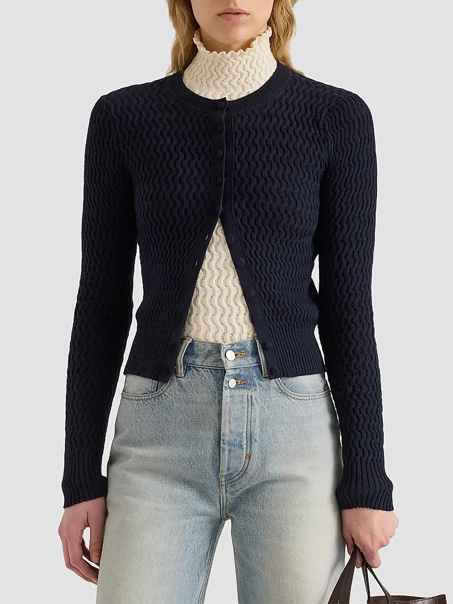 Proenza Schouler White Label Women's Marci Cable-Knit Crewneck Cardigan | Thumbnail 5