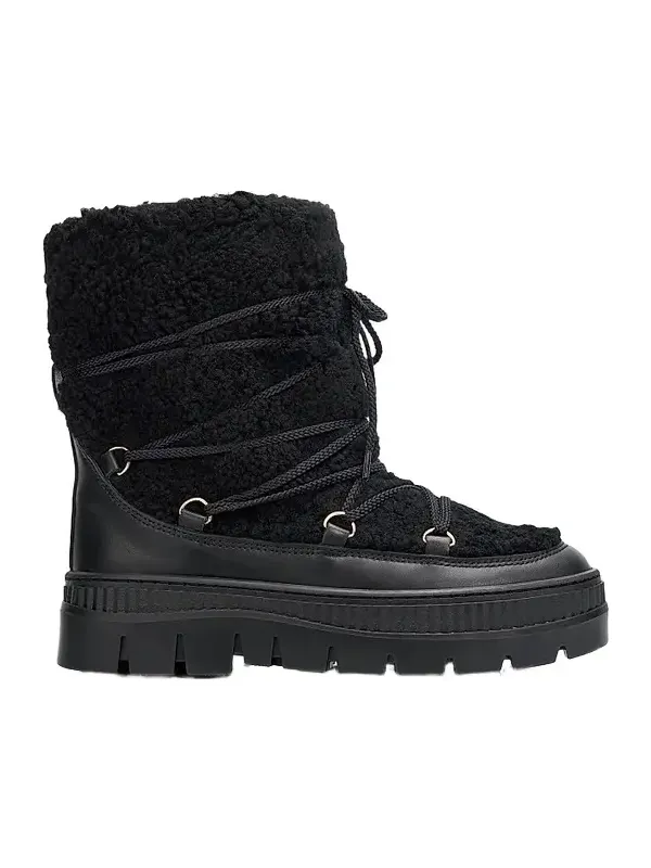 Pollini Women's Faux-Shearling Lace-Up Boots