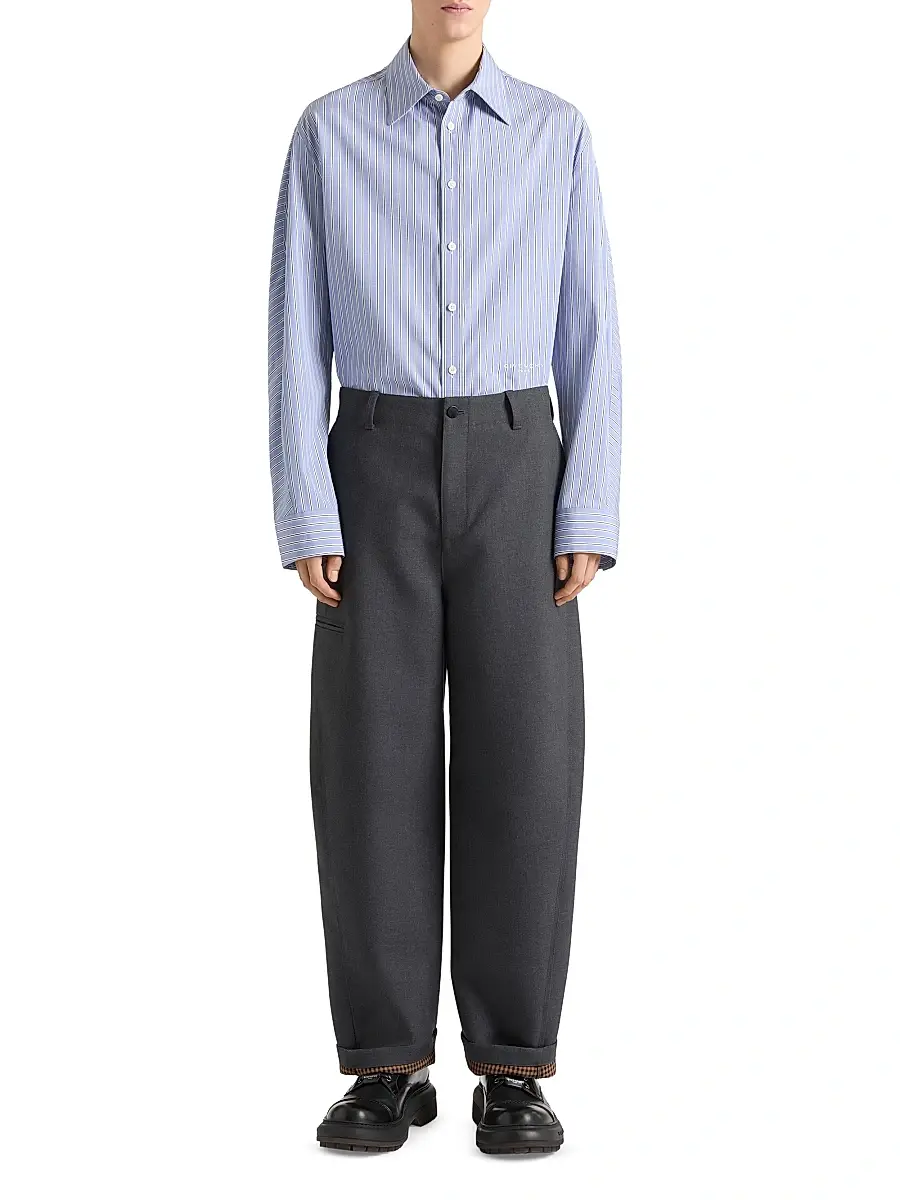 Givenchy Men's Couture Seam Striped Shirt in Cotton Oxford - White Navy | Thumbnail 2 Givenchy Men's Couture Seam Striped Shirt in Cotton Oxford - White Navy | Thumbnail 2