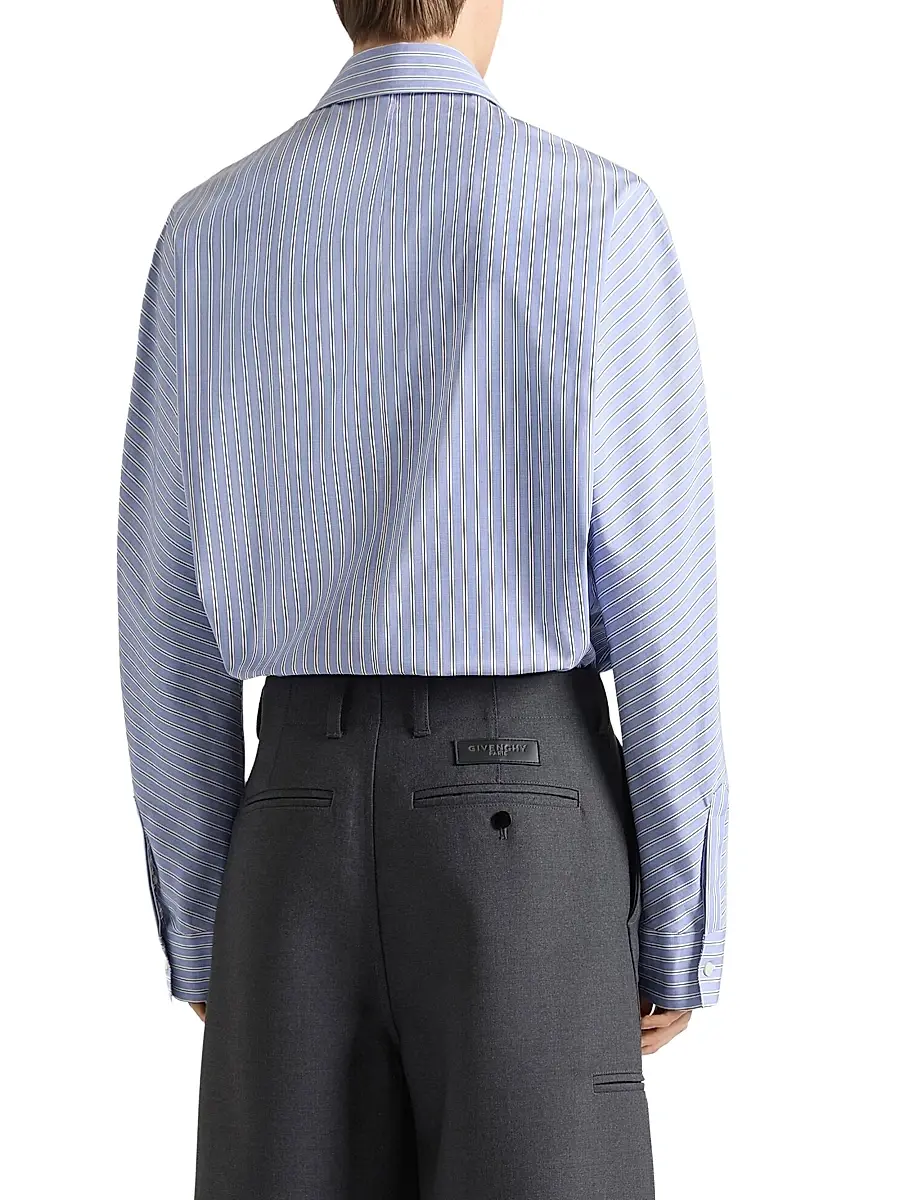 Givenchy Men's Couture Seam Striped Shirt in Cotton Oxford - White Navy | Thumbnail 4 Givenchy Men's Couture Seam Striped Shirt in Cotton Oxford - White Navy | Thumbnail 4