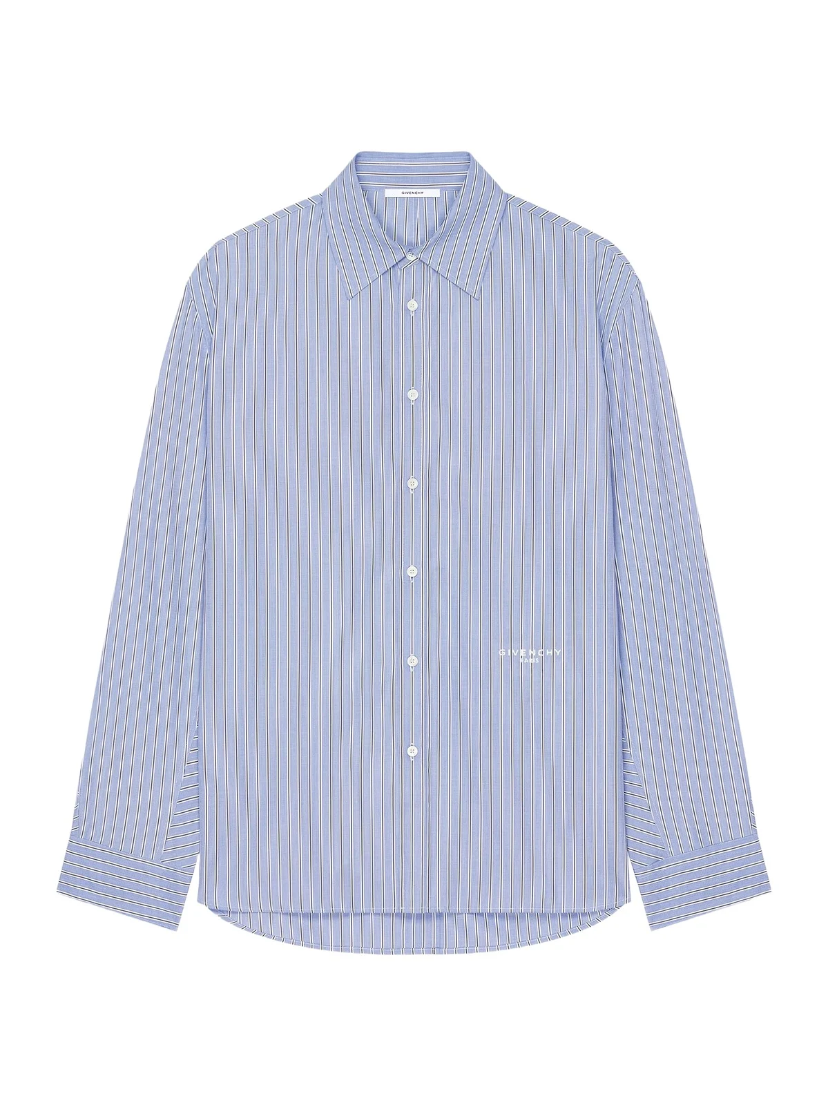 Givenchy Men's Couture Seam Striped Shirt in Cotton Oxford - White Navy