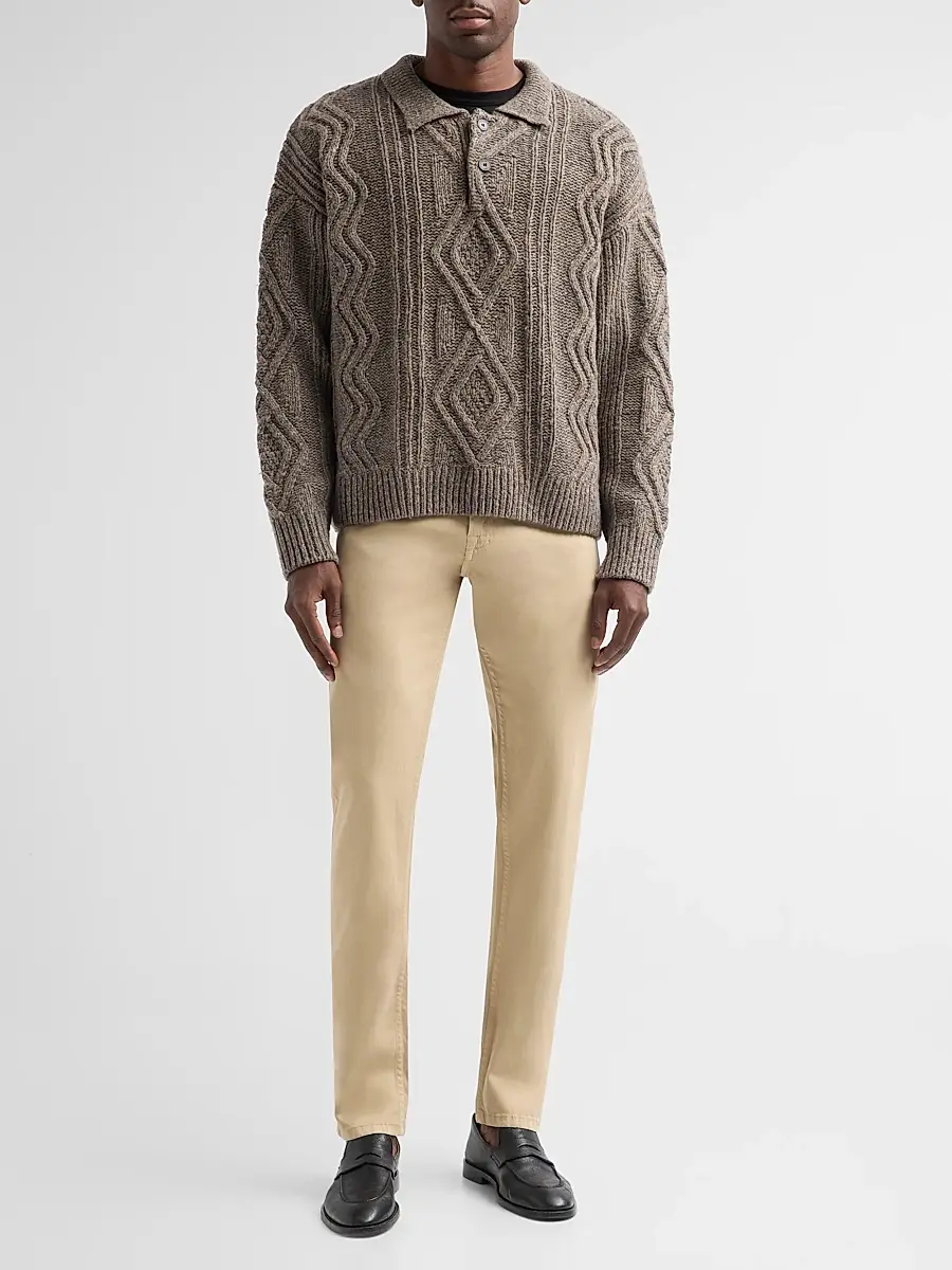 Frame Men's Cable-Knit Polo Sweater | Thumbnail 2 Frame Men's Cable-Knit Polo Sweater | Thumbnail 2