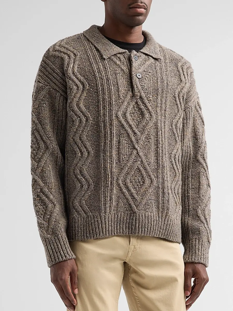 Frame Men's Cable-Knit Polo Sweater | Thumbnail 4 Frame Men's Cable-Knit Polo Sweater | Thumbnail 4