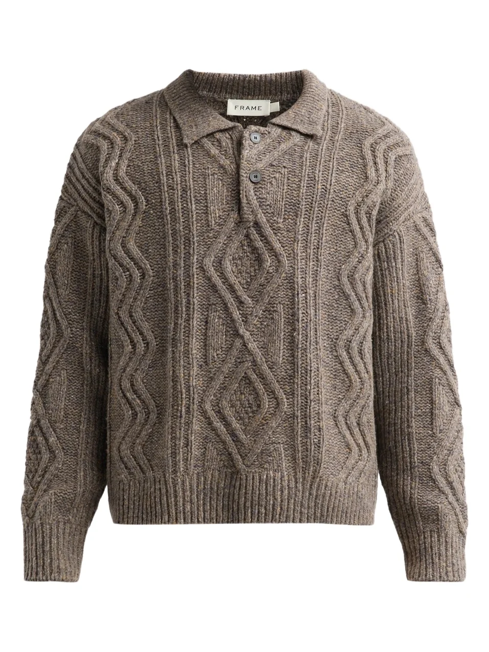 Frame Men's Cable-Knit Polo Sweater