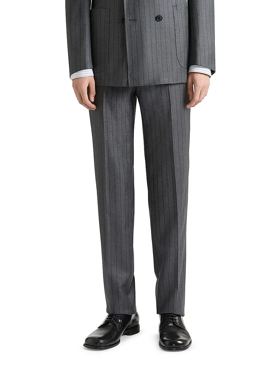 Givenchy Men's Slim Fit Striped Tailored Pants in Wool - Grey Brown | Thumbnail 3 Givenchy Men's Slim Fit Striped Tailored Pants in Wool - Grey Brown | Thumbnail 3