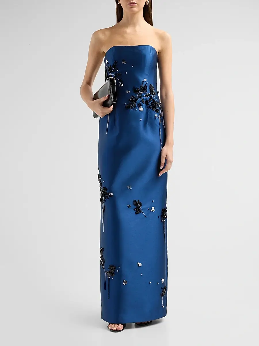 Simkhai Women's Zirelle Embellished Satin Strapless Column Gown | Thumbnail 2 Simkhai Women's Zirelle Embellished Satin Strapless Column Gown | Thumbnail 2