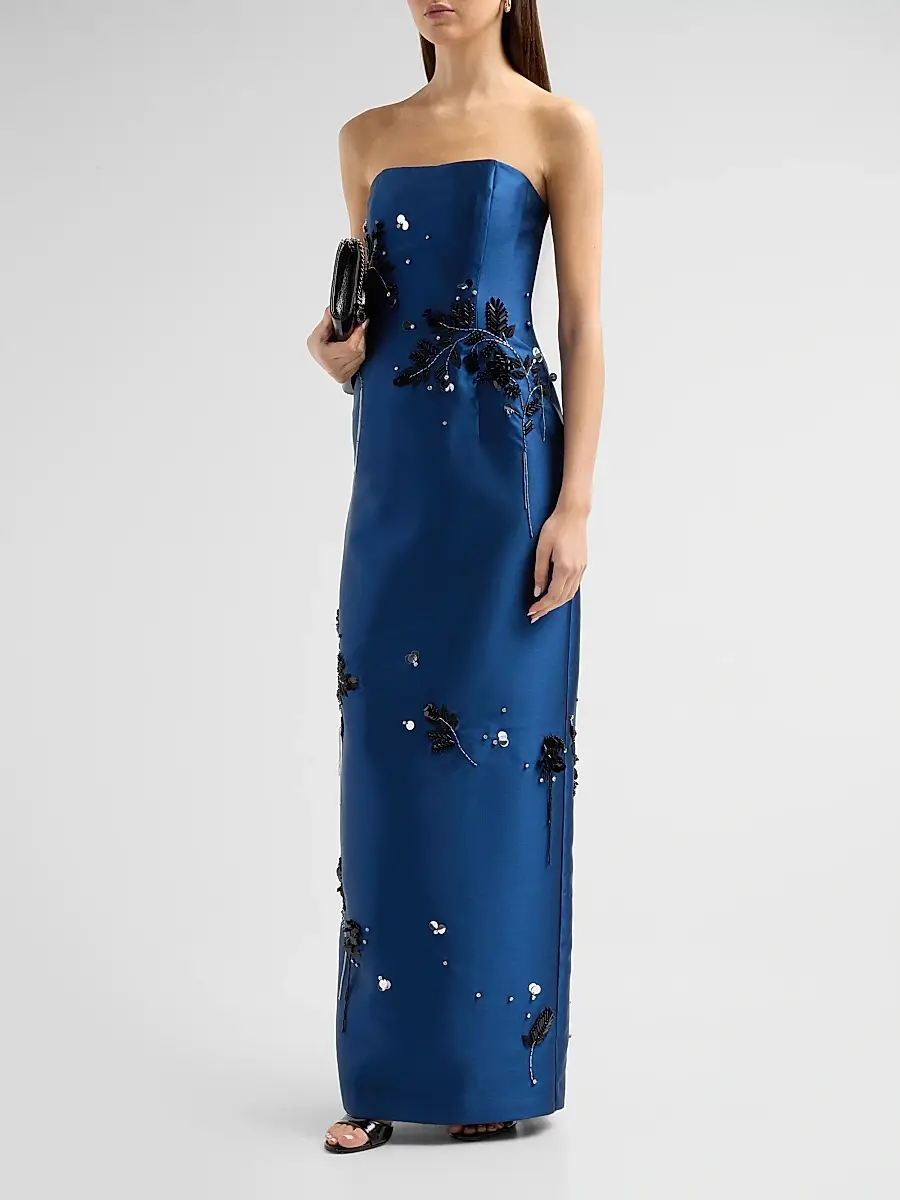 Simkhai Women's Zirelle Embellished Satin Strapless Column Gown | Thumbnail 4 Simkhai Women's Zirelle Embellished Satin Strapless Column Gown | Thumbnail 4