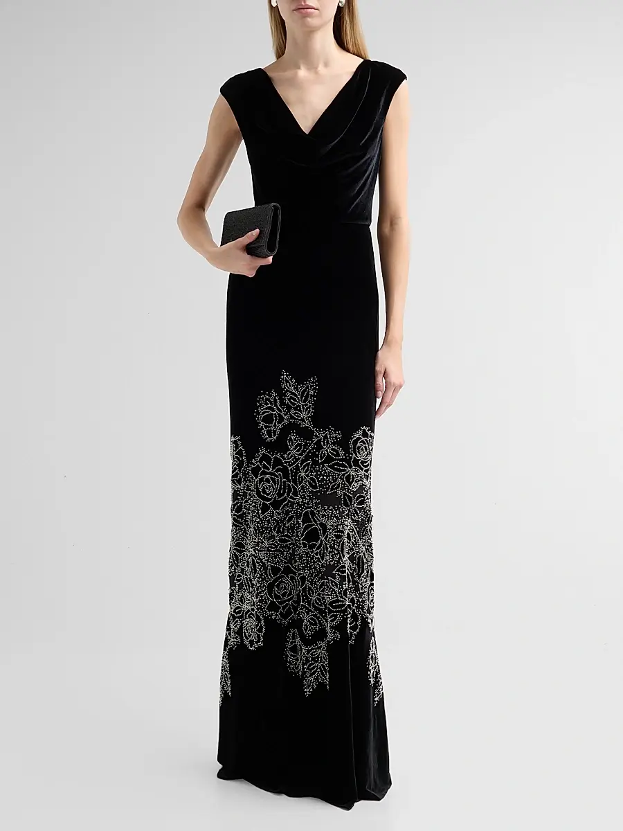 THEIA Women's Ophelia Beaded Velvet Gown | Thumbnail 2 THEIA Women's Ophelia Beaded Velvet Gown | Thumbnail 2