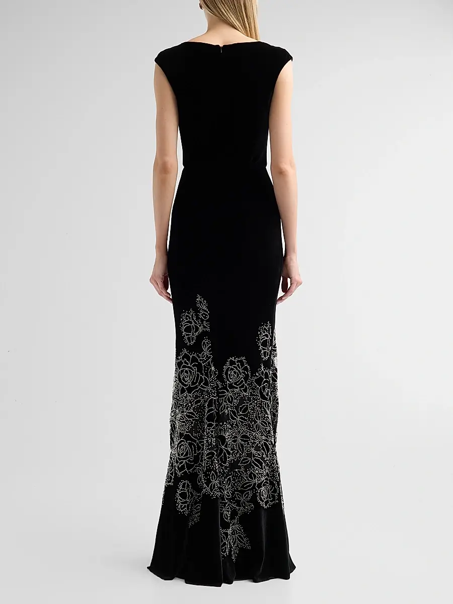 THEIA Women's Ophelia Beaded Velvet Gown | Thumbnail 3 THEIA Women's Ophelia Beaded Velvet Gown | Thumbnail 3