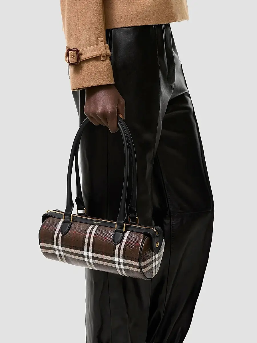 Burberry Women's Mini Check Barrel Bag | Thumbnail 2 Burberry Women's Mini Check Barrel Bag | Thumbnail 2