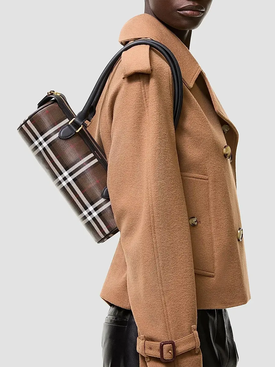 Burberry Women's Mini Check Barrel Bag | Thumbnail 3 Burberry Women's Mini Check Barrel Bag | Thumbnail 3